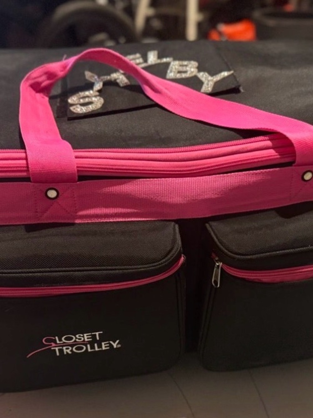 Closet Trolley dream duffel with Hot Pink Trim